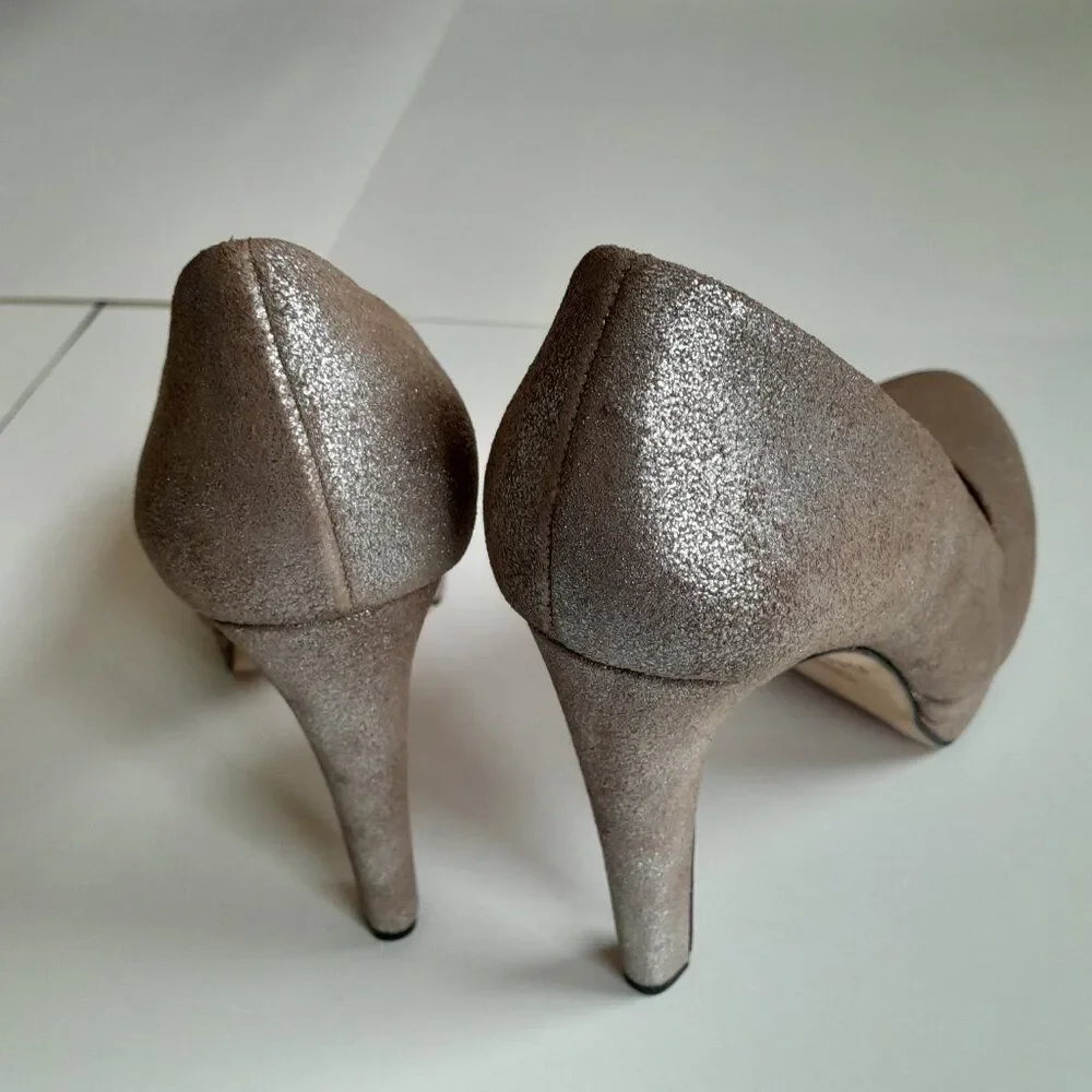 Diesel Women’s 'Melrose' Ashly Platform Leather Heels Brown/Silver Size 7